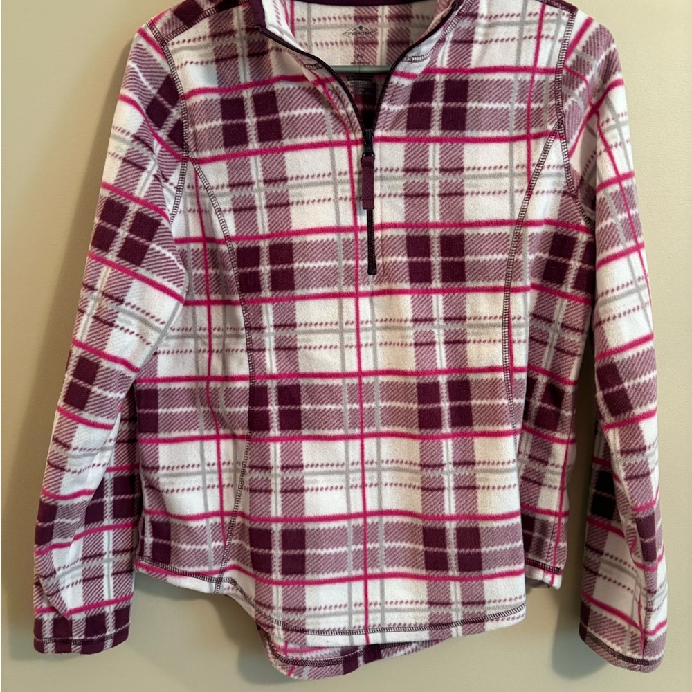 St. John's Bay Burgundy and Cream Plaid Fleece